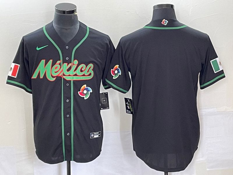 Men 2023 World Cub Mexico Blank Black Nike MLB Jersey3